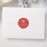 Scandi Pine Tree Pattern Pink Christmas Address Classic Round Sticker<br><div class="desc">This modern return address sticker features a dusty rose circle on a whimsical,  Scandinavian-inspired pattern of pink,  rose and burgundy evergreen pine trees on a white background. Personalise the design with your monogram initial and family name in white serif font,  with your address below in sans serif.</div>