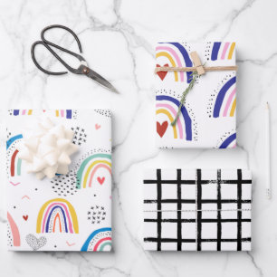 Scandi Rainbow Wrapping Paper Sheet Set