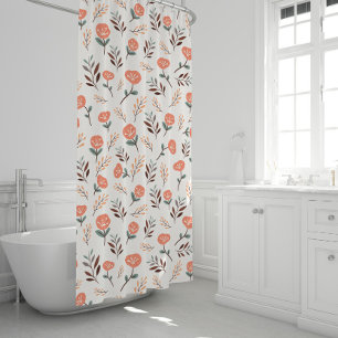 Scandi Red Poppies Shower Curtain