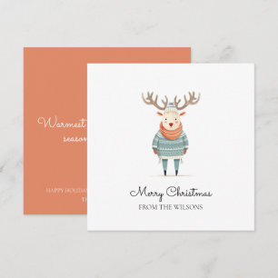 Scandi Reindeer Wearing A Sweater Holiday Card