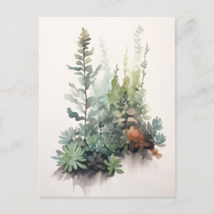 Scandi Succulents - Digital Watercolor Poster Postcard