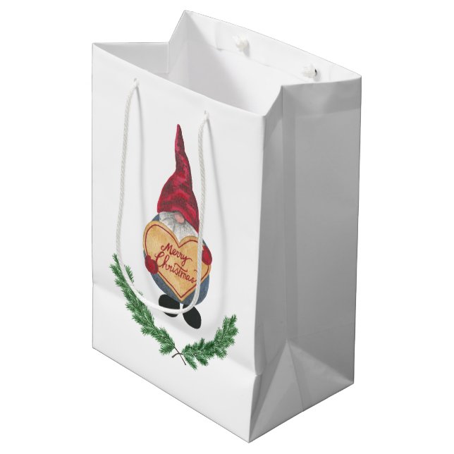 Scandi Tomten Santa Medium Gift Bag (Front Angled)