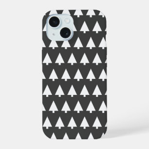 Scandi Tree Pattern Minimalist Black and White iPhone 15 Case