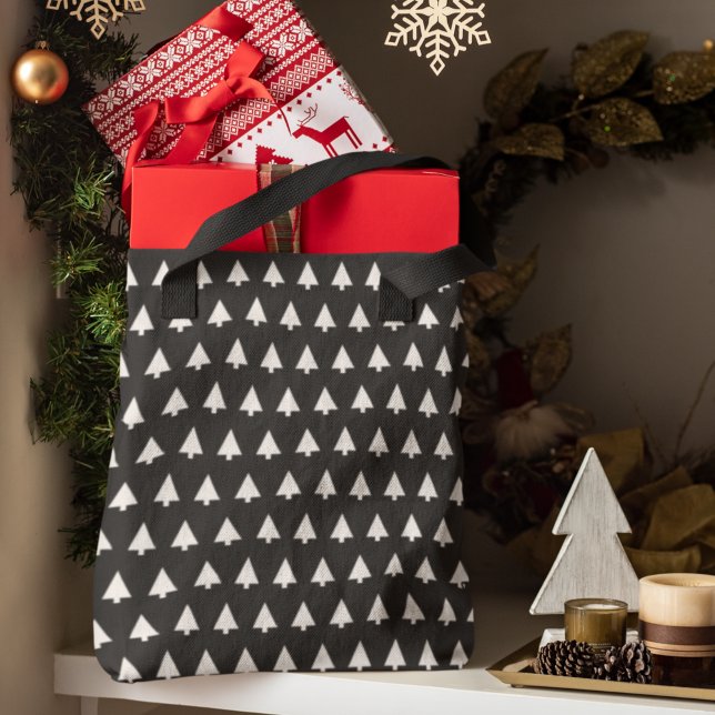 Scandi Tree Pattern | Minimalist Black and White Tote Bag (Creator Uploaded)