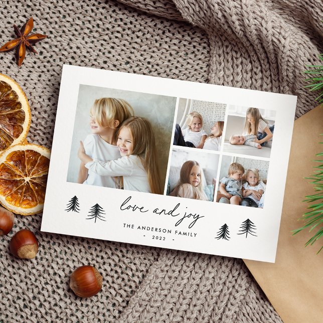 Scandi Trees | Modern Minimalist Photo Collage Holiday Card (Creator Uploaded)