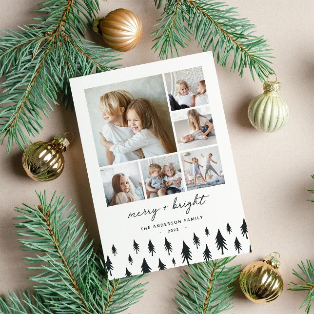 Scandi Trees | Modern Minimalist Photo Collage Holiday Card (Creator Uploaded)