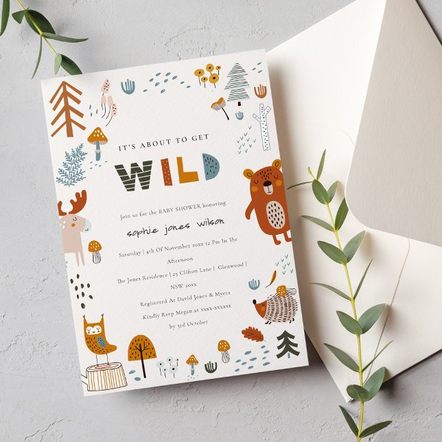 Scandi Wild Tropical Woodland Animals Baby Shower Invitation (Creator Uploaded)
