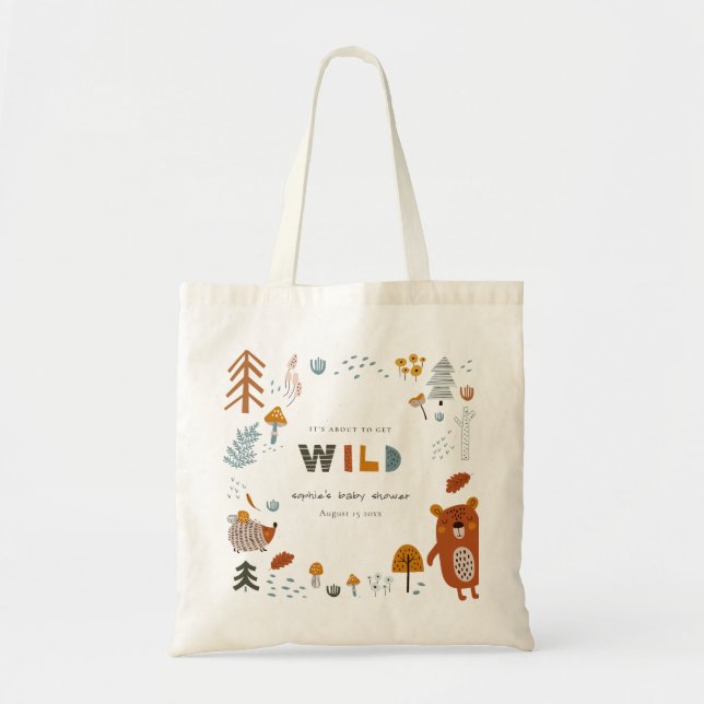 Scandi Wild Tropical Woodland Animals Baby Shower Tote Bag (Front)