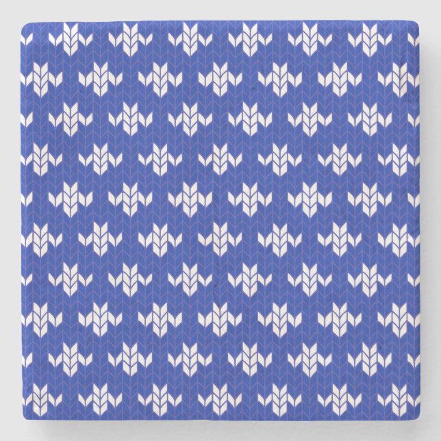 SCANDIA BLUE KNIT Marble Stone Coaster (Front)