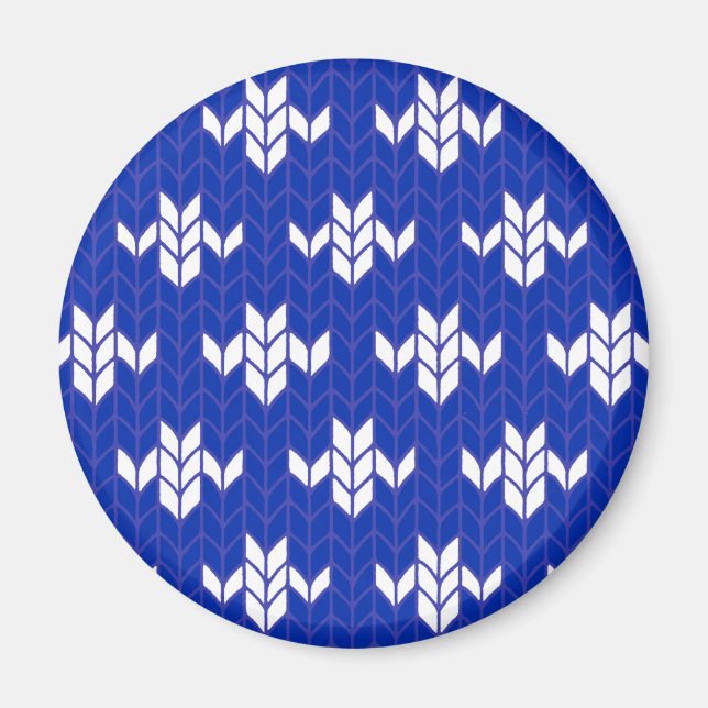 SCANDIA BLUE KNIT Round Magnet (Front)