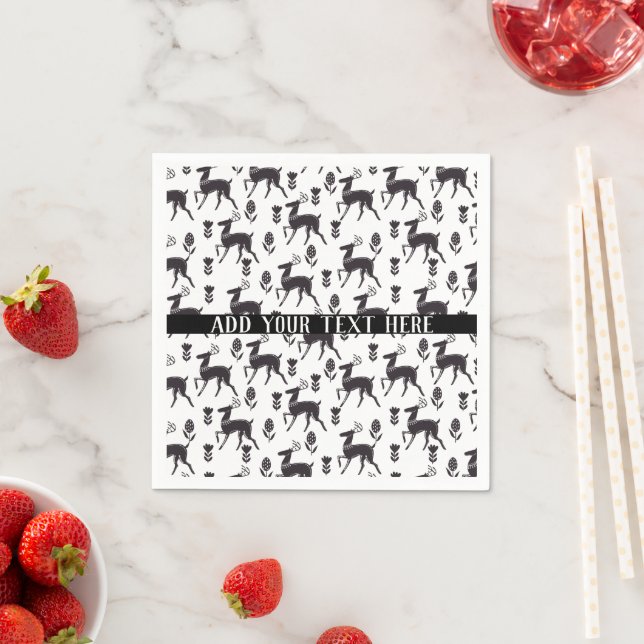 Scandia Folk Art Deer Customisable Napkin (Insitu)