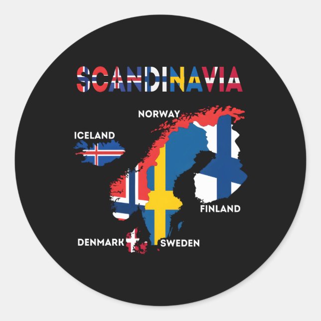 Scandinavia Flag Nordic Countries Maps Northern Eu Classic Round Sticker (Front)