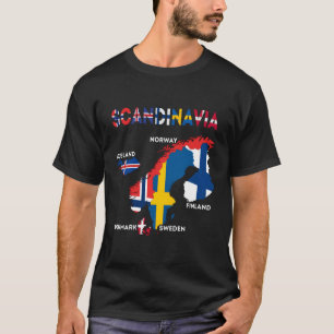 Scandinavia Flag Nordic Countries Maps Northern Eu T-Shirt