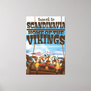 Scandinavia home of the vikings cartoon poster canvas print