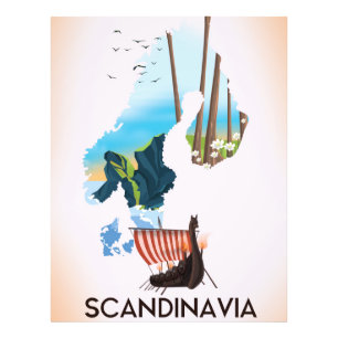 Scandinavia Map Viking travel poster