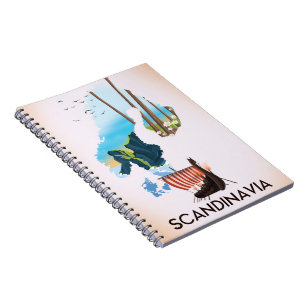 Scandinavia Map Viking travel poster Notebook
