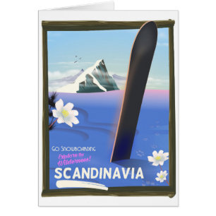 Scandinavia snowboard travel poster