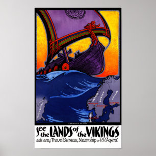 Scandinavia Vintage Travel Poster Restored