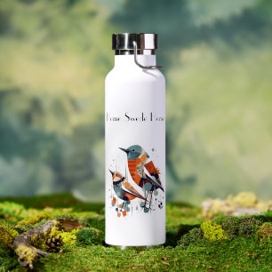 Scandinavian Abstract Birds, customisable Water Bottle