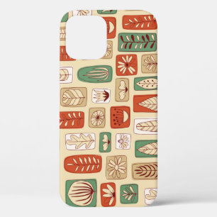 Scandinavian Abstract Leaves: Tile Design iPhone 12 Case