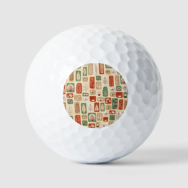 Scandinavian Abstract Leaves: Tile Design Golf Balls (Front)