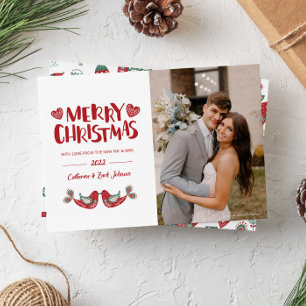 Scandinavian Art Newlywed Holiday Photo Card
