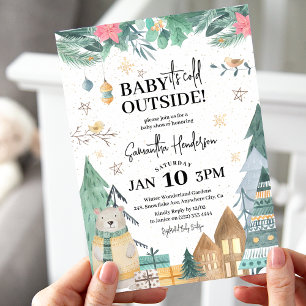 Scandinavian 'Baby it's Cold Outside' Baby Shower Invitation