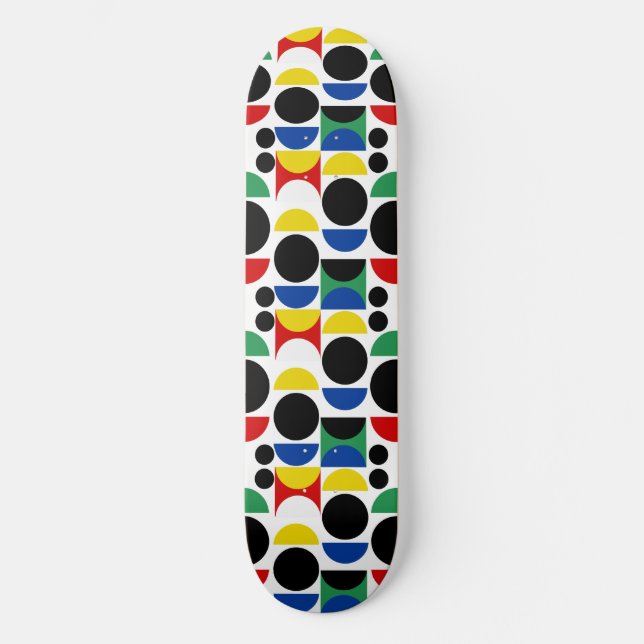 Scandinavian Bauhaus Mid-Century Pattern Skateboard (Front)