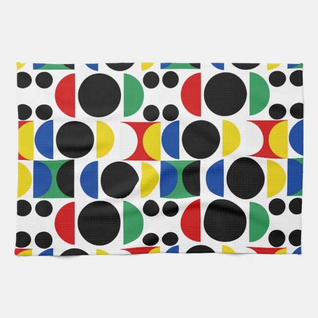 Scandinavian Bauhaus Mid-Century Pattern Tea Towel (Horizontal)