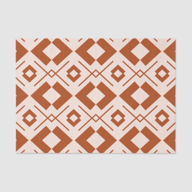Scandinavian beige and burnt orange geometric tissue paper (Front)