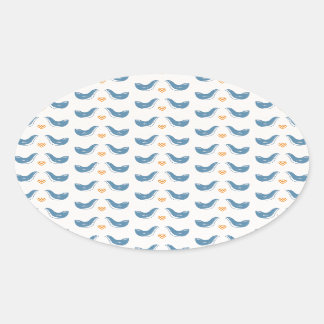 Scandinavian Birds in the Garden Theme Oval Sticker