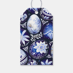 Scandinavian Blue Easter Egg Spring Floral Gift Tags