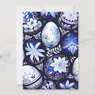 Scandinavian Blue Easter Egg Spring Floral Holiday Card