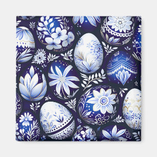 Scandinavian Blue Easter Egg Spring Floral Magnet