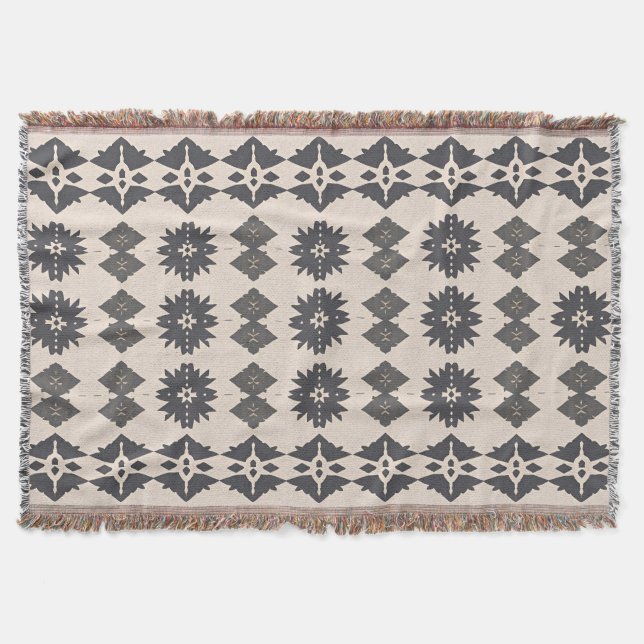 Scandinavian Boho Diamond Pattern Throw Blanket