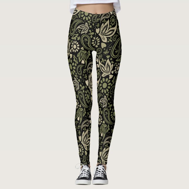 Scandinavian Boho Ethnic Pattern Leggings (Front)