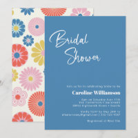 Scandinavian Boho Folk Flower Blue Bridal Shower