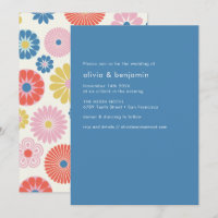 Scandinavian Boho Folk Flower Blue Simple Wedding