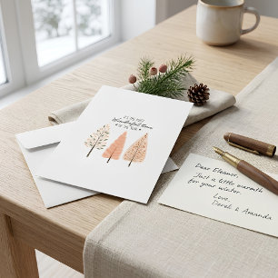 Scandinavian Boho Pine Trees Nordic Winter Scene Holiday Card