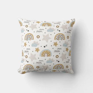 Scandinavian Boho Rainbow with stars Cushion