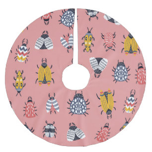 Scandinavian Bugs Beetles Childish Pattern Brushed Polyester Tree Skirt