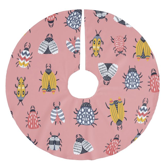 Scandinavian Bugs Beetles Childish Pattern Brushed Polyester Tree Skirt (Front)