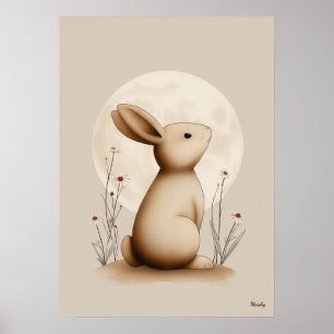 Scandinavian Bunny Nursery Wall Art Neutral Baby