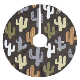 Scandinavian cacti, vintage seamless background. brushed polyester tree skirt