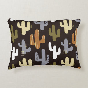 Scandinavian cacti, vintage seamless background. decorative cushion