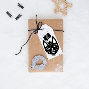 Scandinavian cat saying peace, love, joy gift tags