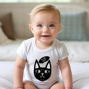 Scandinavian cat saying with love black and white baby bodysuit