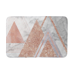 scandinavian chic rose gold geometric white marble bath mat