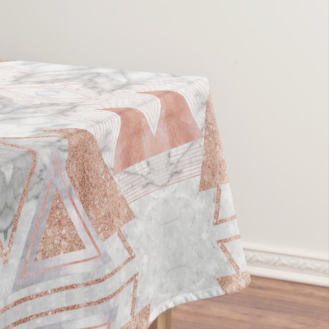 scandinavian chic rose gold geometric white marble tablecloth (In Situ)