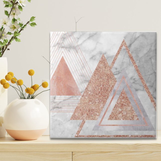 scandinavian chic rose gold geometric white marble tile (scandinavian chic rose gold geometric white marble ceramic tile)